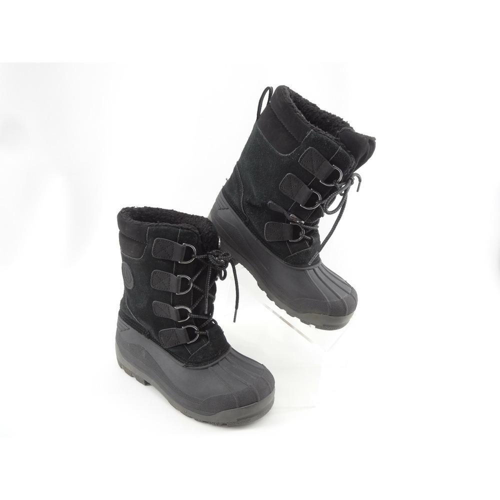 Lands End Youth Expedition Black Suede Snow Winter Boots Youth Size 5